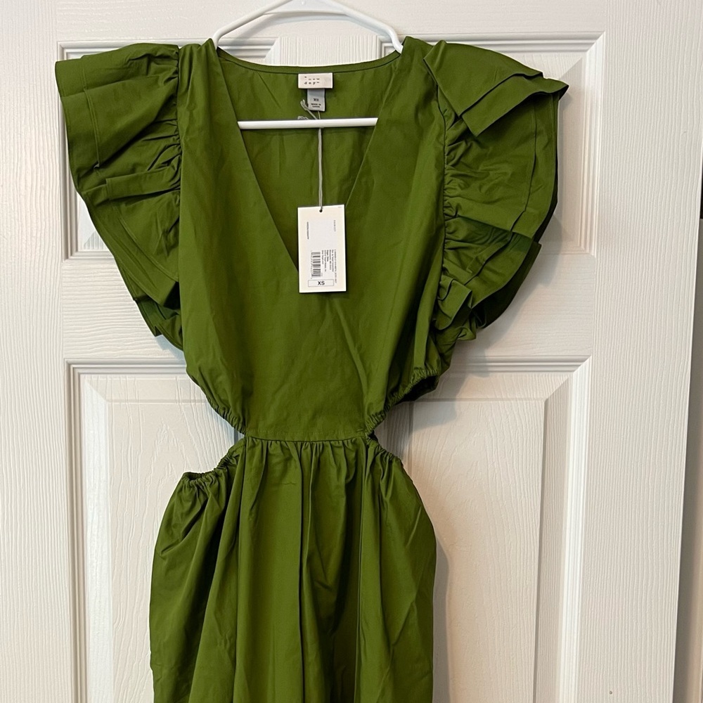 a new day Olive Green Ruffle Sleeve Midi Dress - Picture 4 of 7